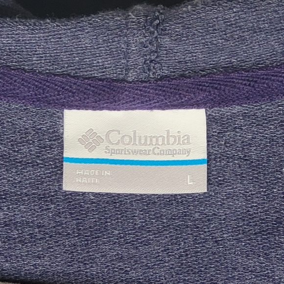 Columbia Full-Zip Hoodie Large Navy Blue Light Blue Design 💙 - Picture 2 of 4